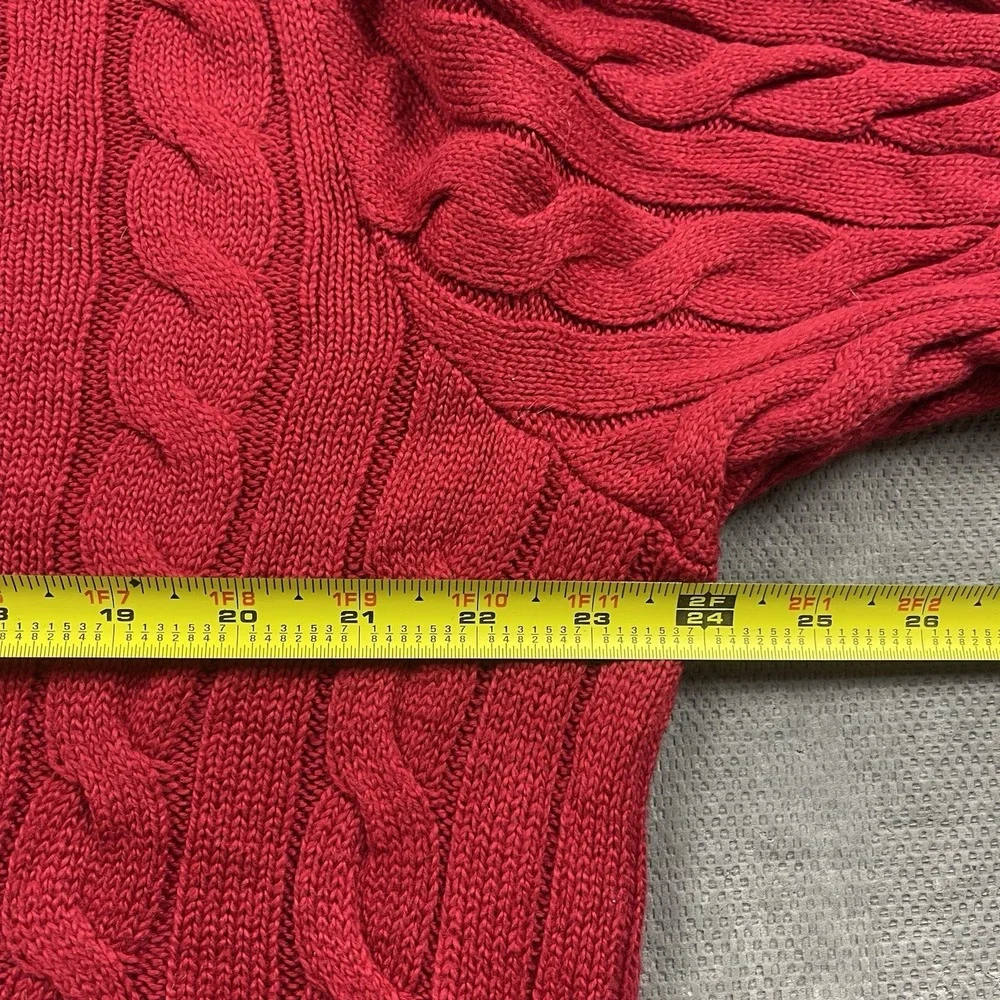 Polo Ralph Lauren Sweater Mens Large Red Cableknit Pullover Crewneck Preppy